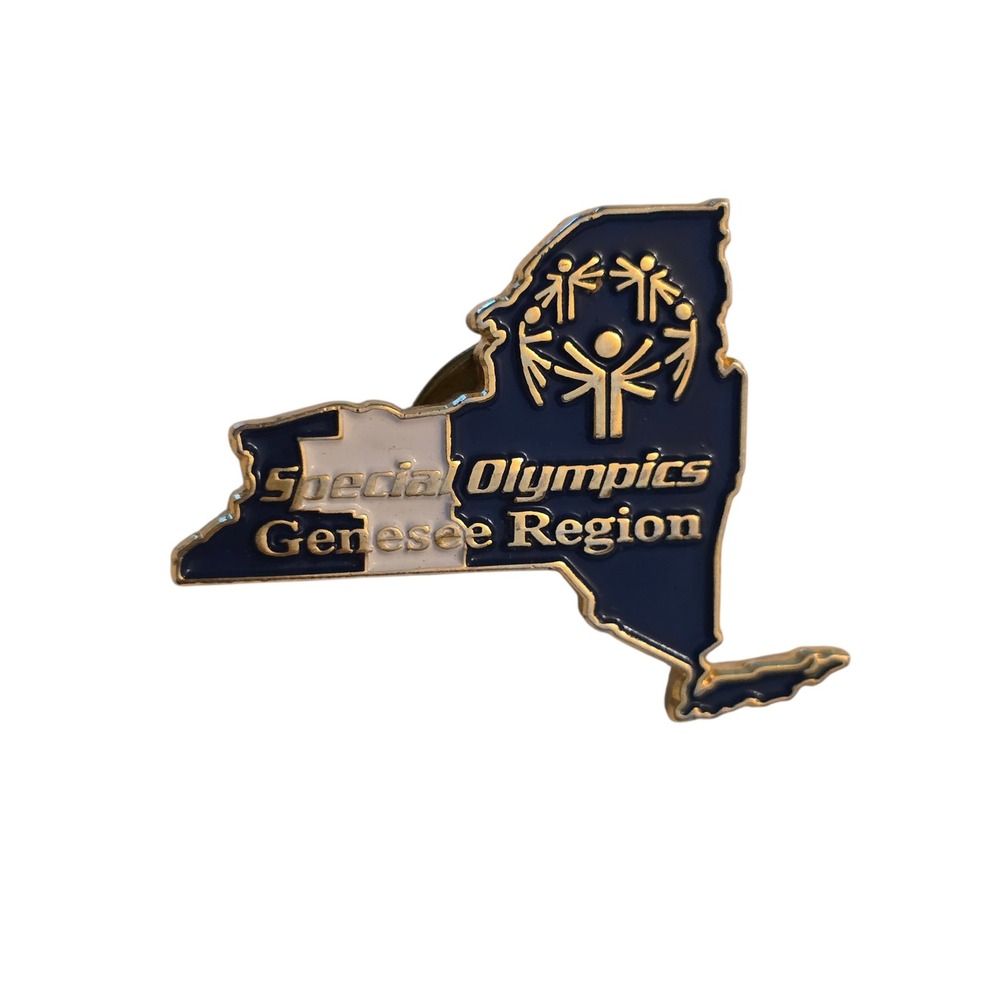 Special Olympics Genesee Region New York‎ State Enamel Lapel Pin Gold Navy Blue